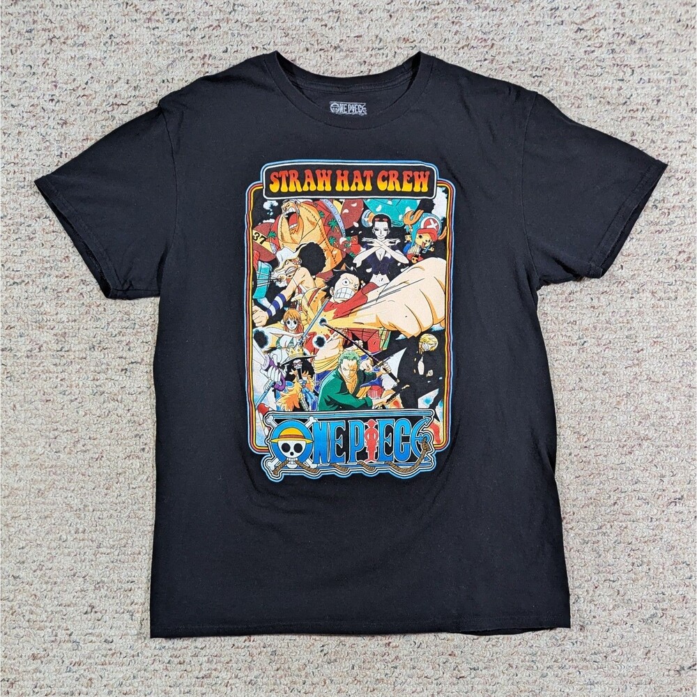 One Piece Straw Hat Crew T-Shirt Mens Large Black Luffy Zoro Official Anime Tee